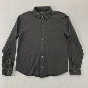 Everlane Shirt Mens Large Black Stretch Knit Long Sleeve Button Front Casual